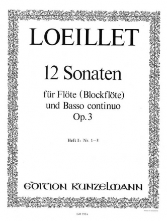 12 Sonaten op.3 Band 1 (Nr.1-3) fr Flte und Bc