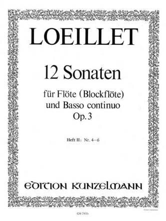 12 Sonaten op.3 Band 2 (NR.4-6) fr Flte und Bc