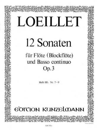 12 Sonaten op.3 Band 3 (Nr.7-9) fr Flte und Bc