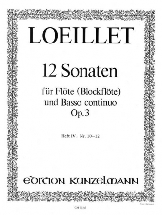 12 Sonaten op.3 Band 4 (Nr.10-12) fr Flte und Bc