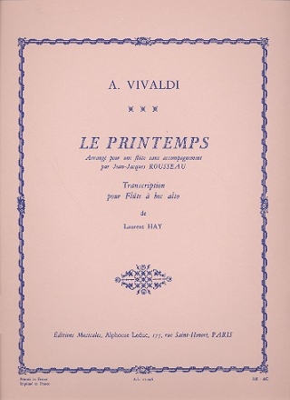 Le printemps transcription pour flte  bec alto
