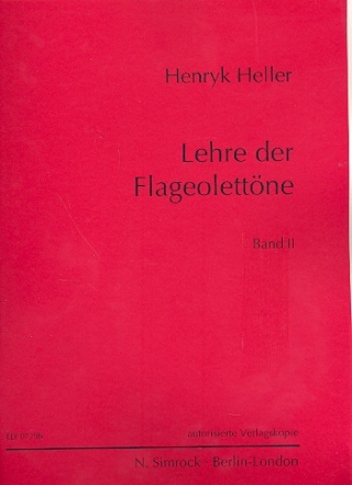 Lehre der Flageolet-Tne Band 2 fr Violine Verlagskopie