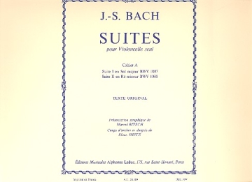 Suites vol.1 (nos.1-2) BWV1007-1008 pour violoncelle seul
