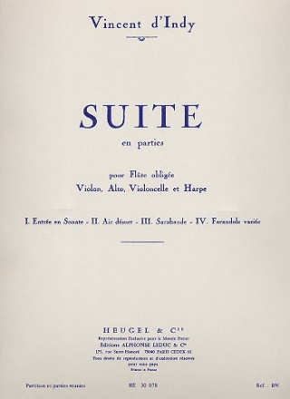 Suite en parties op.91 pour flute, violon, alto, violoncelle et harpe partition de poche et parties