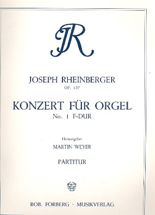 Konzert F-Dur Nr.1 op.137 fr Orgel und Orchester Partitur