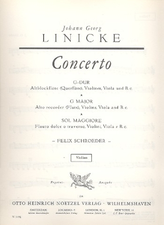 Concerto G-Dur fr Altflte, Violine, Viola und Bc 4 Stimmen