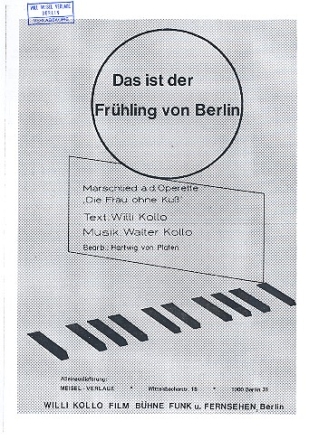 Das ist der Frhling von Berlin fr Gesang und Klavier (dt) Einzelausgabe