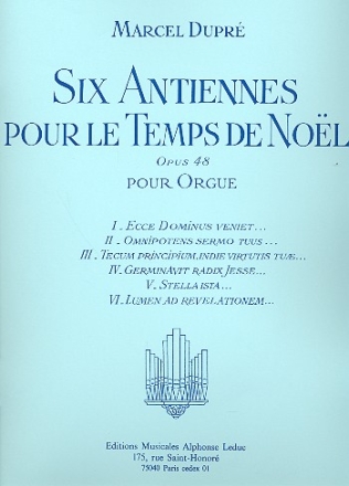 6 antiennes op.48 pour le temps de noel pour orgue