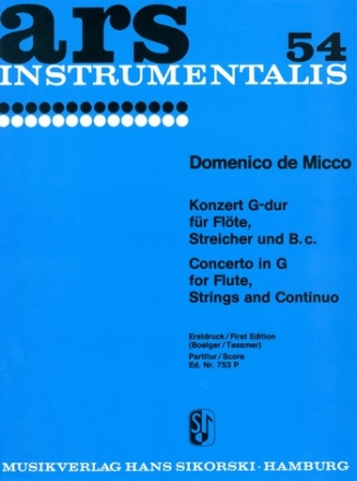 KONZERT G-DUR FUER FLOETE UND STREICHER PARTITUR