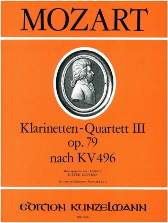 Quartett F-Dur KV496 fr Klarinette, Violine, Viola und Violoncello Partitur und Stimmen