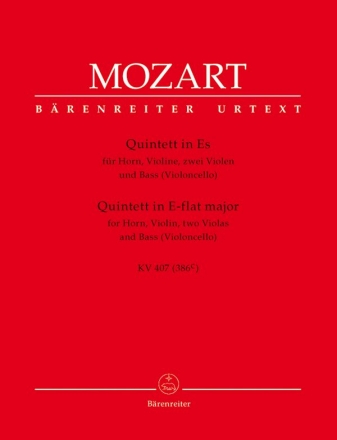 Quintett Es-Dur KV407  fr Horn, Violine, 2 Violen und Violoncello Stimmen