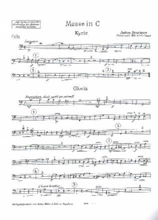 Messe C-Dur 'Windhaager Messe' fr gem Chor, Orgel und Orchester Violoncello