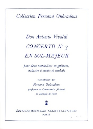 Concerto sol majeur no.3 pour 2 guitares et cordes pour 2 guitares et piano