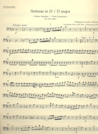 Sinfonie D-Dur KV297 fr Orchester Violoncello
