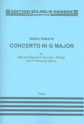 Concerto G major for soprano or descant recorder, strings and 2 horns ad lib parts