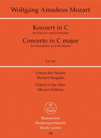 Konzert C-Dur KV503 fr Klavier und Orchester Studienpartitur