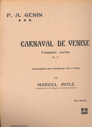 Carnaval de Vnise op.14 pour saxophone alto et piano