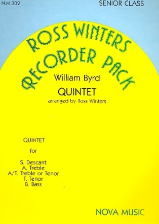 Quintet for 5 recorders (ssatt) score and 5 parts