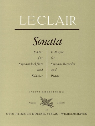 Sonata F-Dur für Sopranblock- flöte und Klavier Partitur+1Stimme