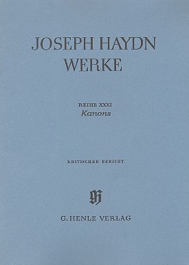 Joseph Haydn Werke Reihe 31 Kanons Kritischer Bericht