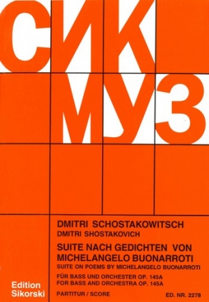 Suite nach Gedichten von Michelangelo Buonarroti op.145a fr Ba und Orchester Studienpartitur