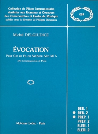 Evocation pour cor en fa ou sax- horn alto mi b avec accompagnement de piano    partition+1partie