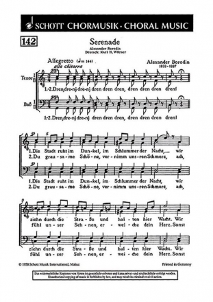 Serenade fr Mnnerchor Chorpartitur