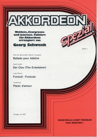 Akkordeon spezial Band 1 Welthits und Evergreens fr Akkordeon