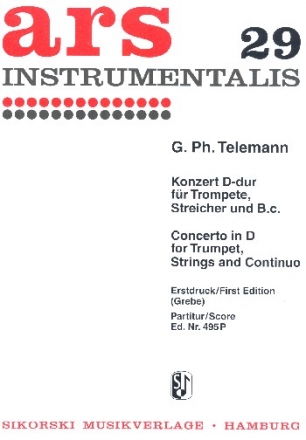 Konzert D-Dur  fr Trompete und Streicher Partitur