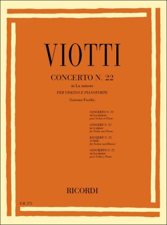 Concerto no.22 la minore per violino e archi per violino e piano