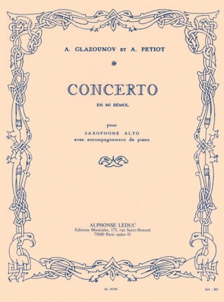 Concerto en mi bmol majeur op,109 pour saxophone alto et piano