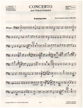 Konzert Es-Dur für Viola und Orchester Violoncello