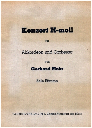 Konzert h-Moll fr Akkordeon und Orchester fr Akkordeon und Klavier