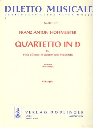 Quartetto D-dur fr Viola d'amore, 2 Violinen und Violoncello Stimmen