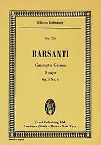 CONCERTO GROSSO D MAJOR FOR 2 HORNS, TIMPANI AND STRING ORCHE- STRA, OP. 3 NO. 4   MINIATURE SCORE