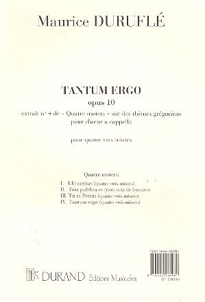 Tantum ergo op.10 pour choeur mixte a cappella partition