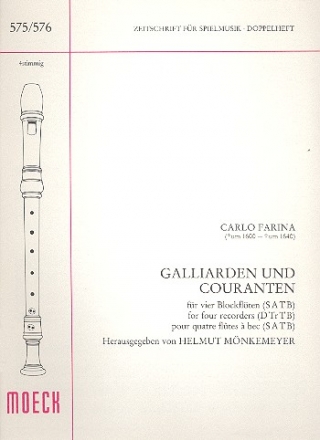 Galliarden und Couranten fr 4 Blockflten (SATB) Spielpartitur