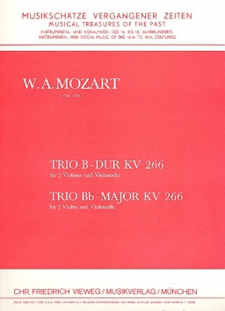 Trio B-Dur KV266 fr 2 Violinen und Violoncello Partitur und Stimmen