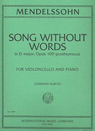 Song without Words D major oppost.109 for violoncello and piano
