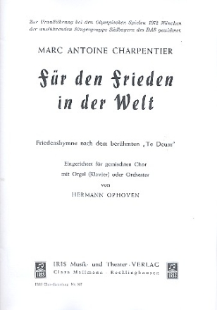 Fr den Frieden in der Welt fr gem Chor und Klavier Partitur (dt)