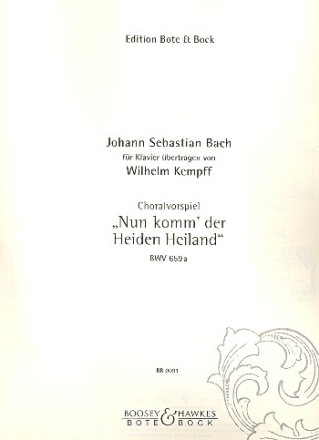 Nun komm der Heiden Heiland BWV659a Choralvorspiel fr Klavier