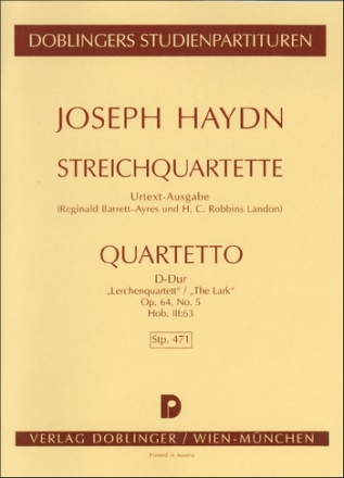 Streichquartett D-Dur op.64,5 Hob.III:63,  Studienpartitur 