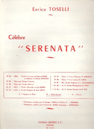 Clbre Serenata pour voix moyenne et piano (dt)