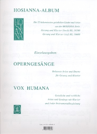 Wiegenlied (Brahms) und Ave Maria (Schubert) fr mittlere Stimme und Klavier