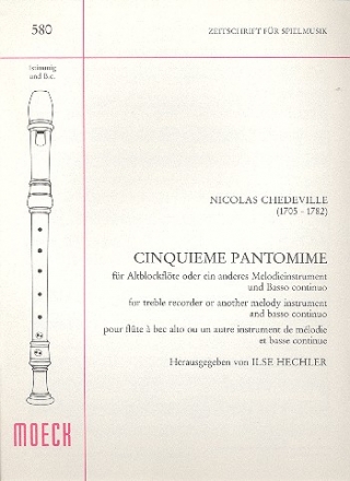 Cinquieme Pantomime fr Altblockflte und Bc Partitur