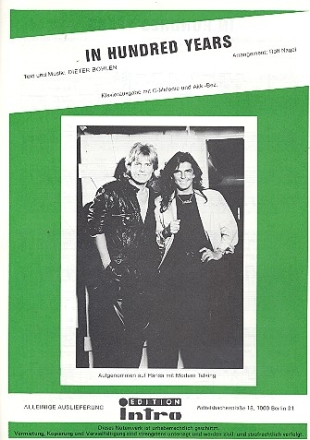 In Hundred Years fr Gesang und Klavier Einzelausgabe