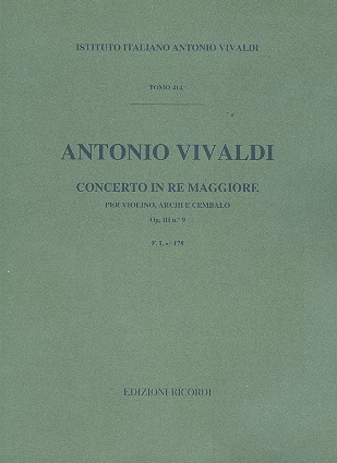 Concerto re maggiore op. 3,9 per violino e archi Partitur