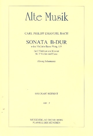 Sonate B-Dur Wq158 fr 2 Violinen und Bc