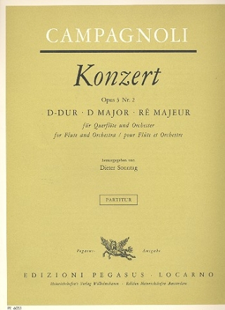 Konzert D-Dur op.3,2 fr Flte und Orchester Partitur