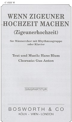 Wenn Zigeuner Hochzeit machen fr TTBB Chor und Klavier Partitur (dt)